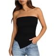 thumbnail image 2 of Uootdi Women's Tops Tube Top Ribbed Solid Casual Blouses Date Night Style Soft Stretchy Slim Fit Shirts Gift, 2 of 8