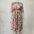 thumbnail image 2 of Spring and Summer Printed Round Neck Pullover Mid-Sleeve Casual Dress with Pockets for Women, 2 of 3
