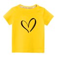 thumbnail image 1 of Penkiiy T-shirt en Coton pour Tout-Petits Garçons Filles Mode Mignon Col Rond Imprimé Saint-Valentin Manches Courtes 3-4 Ans Jaune, 1 of 1