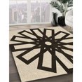 thumbnail image 3 of Ahgly Company Tapis Rond Lavable en Machine Intérieur Transitionnel Blond Doré Or, 5 Pieds Rond, 3 of 7