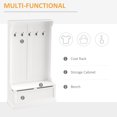 thumbnail image 3 of CoSoTower 3-In-1 Hall Tree w/ Coat Rack, Shoe Storage and Bench Seat, Entryway Bench w/ 4 Hooks for Hallway, Living Room, White, 3 of 7