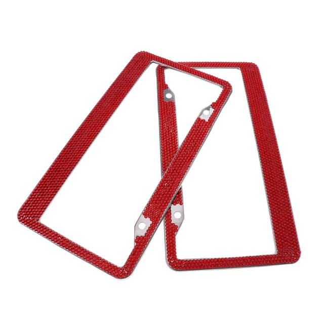 funtasica 2x Cadre de Plaque 12"x6" Bling Strass Cristal Diamant 8 Rangées Rouge
