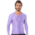 thumbnail image 2 of Jhaoyu Men's Glossy Long Sleeve Compression Shirts Athletic Workout Sports Rash Guard Undershirt Lavender XL, 2 of 6