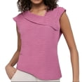 thumbnail image 1 of Womens Tops Dressy Casual Cap Sleeve Asymmetrical V Neck Work Shirts Blouses, 1 of 4