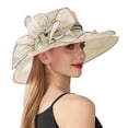 thumbnail image 1 of Women's Solid Color Big Flower Shade English Lady Elegant Temperament Sun Hat, 1 of 4