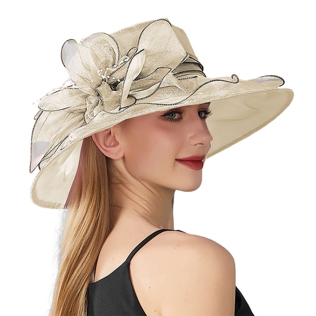 Women's Solid Color Big Flower Shade English Lady Elegant Temperament Sun Hat