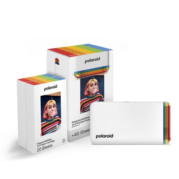 Polaroid Hi·Print 2x3 Pocket Photo Printer Everything Box (40 sheets) White, wireless