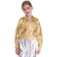 thumbnail image 3 of Doomiva Boys' Girls' Modern Jazz Cheer Performance Set Hip Hop Street Dance Clothes 2-Piece Gold 16, 3 of 5