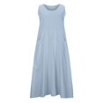 thumbnail image 4 of CHOK Robes Décontractées pour Femmes Couleur Unie Sans Manches Coton Lin Poches Longue Robe Dames Plage Été Robes, 4 of 8