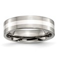 thumbnail image 1 of Bague Plate en Argent Sterling Titane Incrustée 6mm Polie Taille 8, 1 of 6