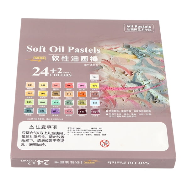 Soft Oil Pastel Crayon, 24+2 Oil Painting Stick Set Soft Oil Pastel Crayon Children Art Supplies