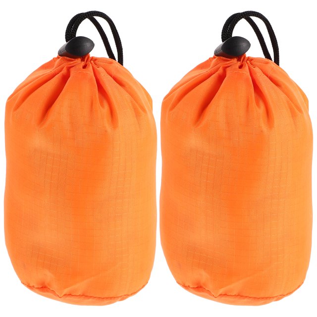 AURARMLET 2Pcs Foldable Bag Nylon Orange Compact Storage Bag For Outdoor Adventures