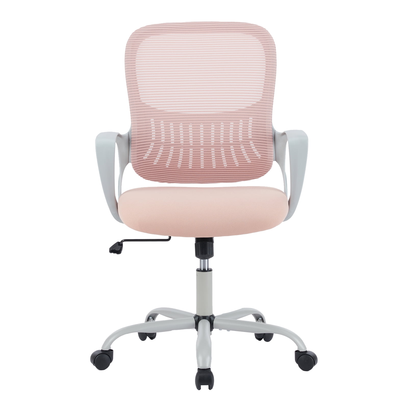 edx Mid Back Ergonomic Desk Chair with Wheels, Lumbar Support for Home Office, Bedroom, Pink