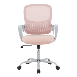 edx Mid Back Ergonomic Desk Chair with Wheels, Lumbar Support for Home Office, Bedroom, Pink
