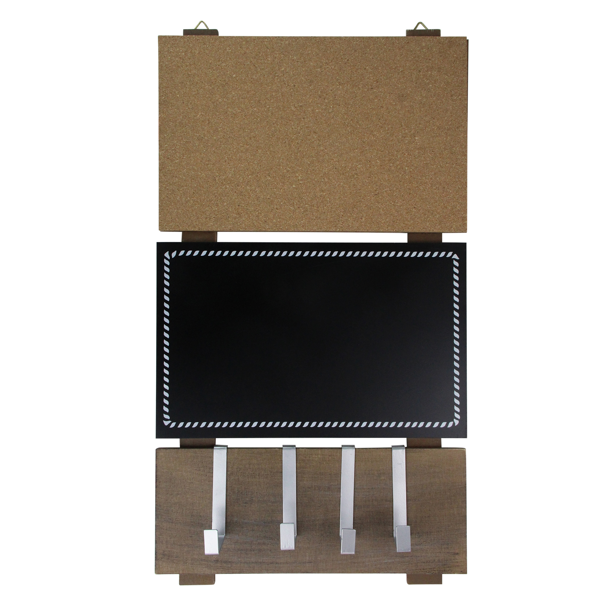 Avon 24" Black Hanging Combination Chalkboard, Corkboard, and Hooks