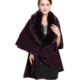thumbnail image 1 of LinYooLi Poncho Cape en Fausse Fourrure pour Femmes, Col Châle, Couleur Unie, Ouvert devant, pour Automne Hiver 2022, 1 of 4