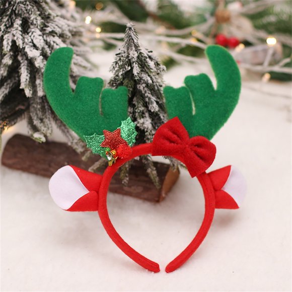 Fwttom Christmas Decorations for Adults and Children, Deer Antler Hair Bands, Fabric Art, Christmas Gifts