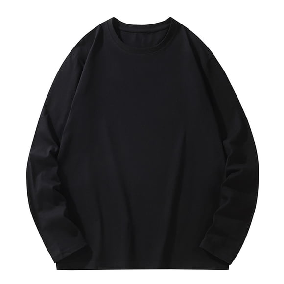 aohooy Crewneck Sweatshirts for Men Casual Stylish Long Sleeve Solid Athletic Shirts Gym Workout Tee Tops Loose Pullover Big and Tall Black,XXXXXXL