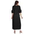 thumbnail image 4 of Moomaya Solid Rayon Kurta For Women bell Sleeve Drawstring Neck Long Ethnic Kurti, 4 of 6