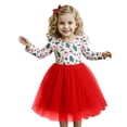 thumbnail image 3 of Robes de Noël pour Filles Robe de Fête à Manches Longues avec Imprimé de Dessins Animés pour Tout-Petits Tenue des Fêtes Décontractée pour l'École Robe Rétro pour Tout-Petits Chandail de Noël pour Filles Flanelle Concours Rouge 5-6 Ans, 3 of 5