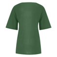 thumbnail image 5 of CHOK Mchoice Chemises pour Femmes 2024 à Manches Courtes Décontractées Hauts Grande Taille Col Rond Imprimé Ample Blouse en Coton et Lin à Boutons, 5 of 5