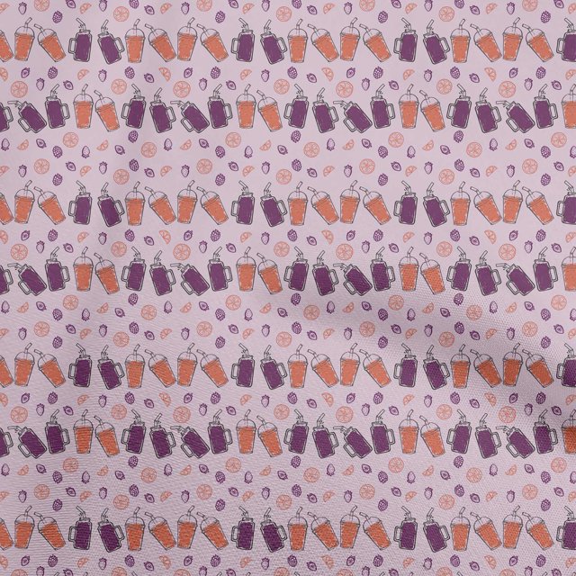 oneOone Polyester Spandex Light Pink Fabric Fruits Sewing Material Print Fabric By The Yard 56 Inch Wide