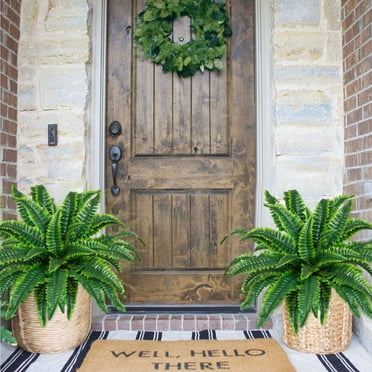 Ferns Artificial Persian Fern Bush Plant,Artificial Fern Plants Outdoor,Faux Plant Shrubs Greenery Bushes Indoor Outside,Hanging Basket Planter Decor for Home Garden Office Verandah Wedding Decor