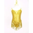 thumbnail image 3 of TSSOE Robe de Danse Latine à Sequins pour Filles Justaucorps Patinage Artistique Tango Rumba Samba Costume Or 10, 3 of 7