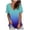 Blue, variant on Summer Saving! Gradient Shirts for Women,Women Gradient Tunic Top,Women Summer Casual Fashion Gradient Print Tee Shirts,Women's V Neck Rolled Short Sleeve Side Split Summer Tops Loose Fit