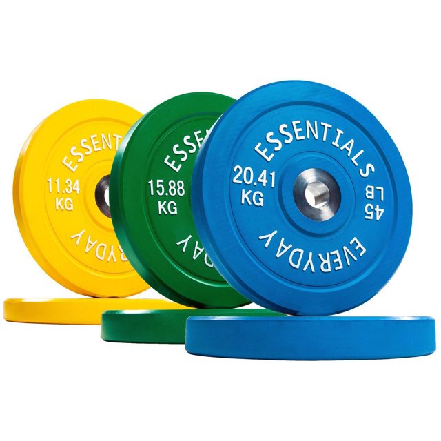 Everyday Essentials Color Coded Olympic Bumper Plate Weight Plate with Steel Hub, 210 Lbs.
