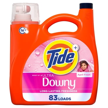 Détergent à lessive liquide Tide Plus dose de Ultra Downy au parfum Fraîcheur d’avril, détergent à lessive liquide avec fraîcheur de longue durée, 83 brassées, 3,46 L