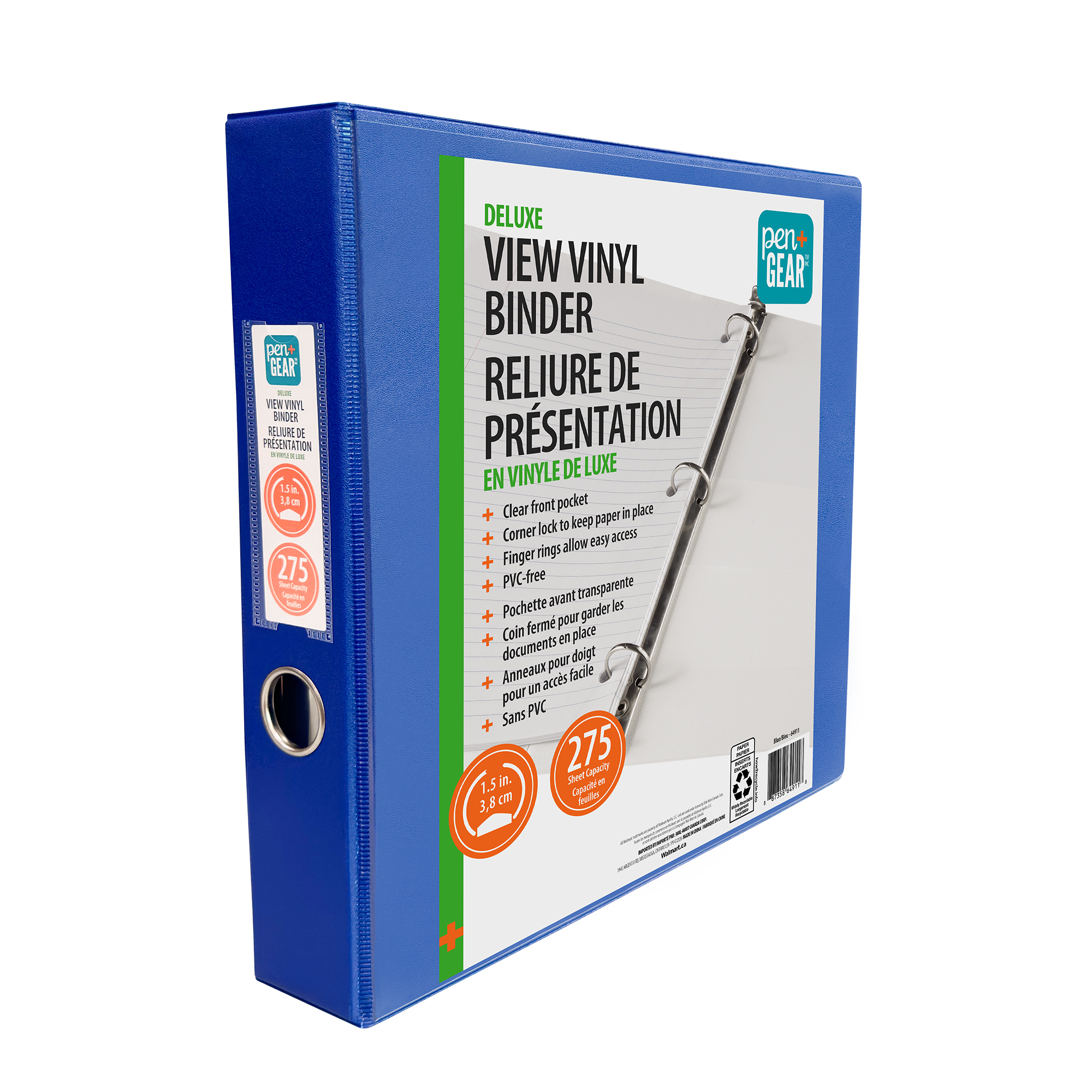 PEN+GEAR Deluxe View 1.5IN Binder Bleu