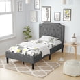 thumbnail image 3 of Costway Lit Plateforme Double Rembourré Tête de Lit en Lin Base de Matelas, 3 of 10