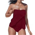 thumbnail image 1 of Penkiiy Women's Strapless Tankini Sets Adjustable Straps Push Up Sweetheart Padded Beach Swimsuit Ruffled Bathing Suits 4XL Wine, 1 of 6