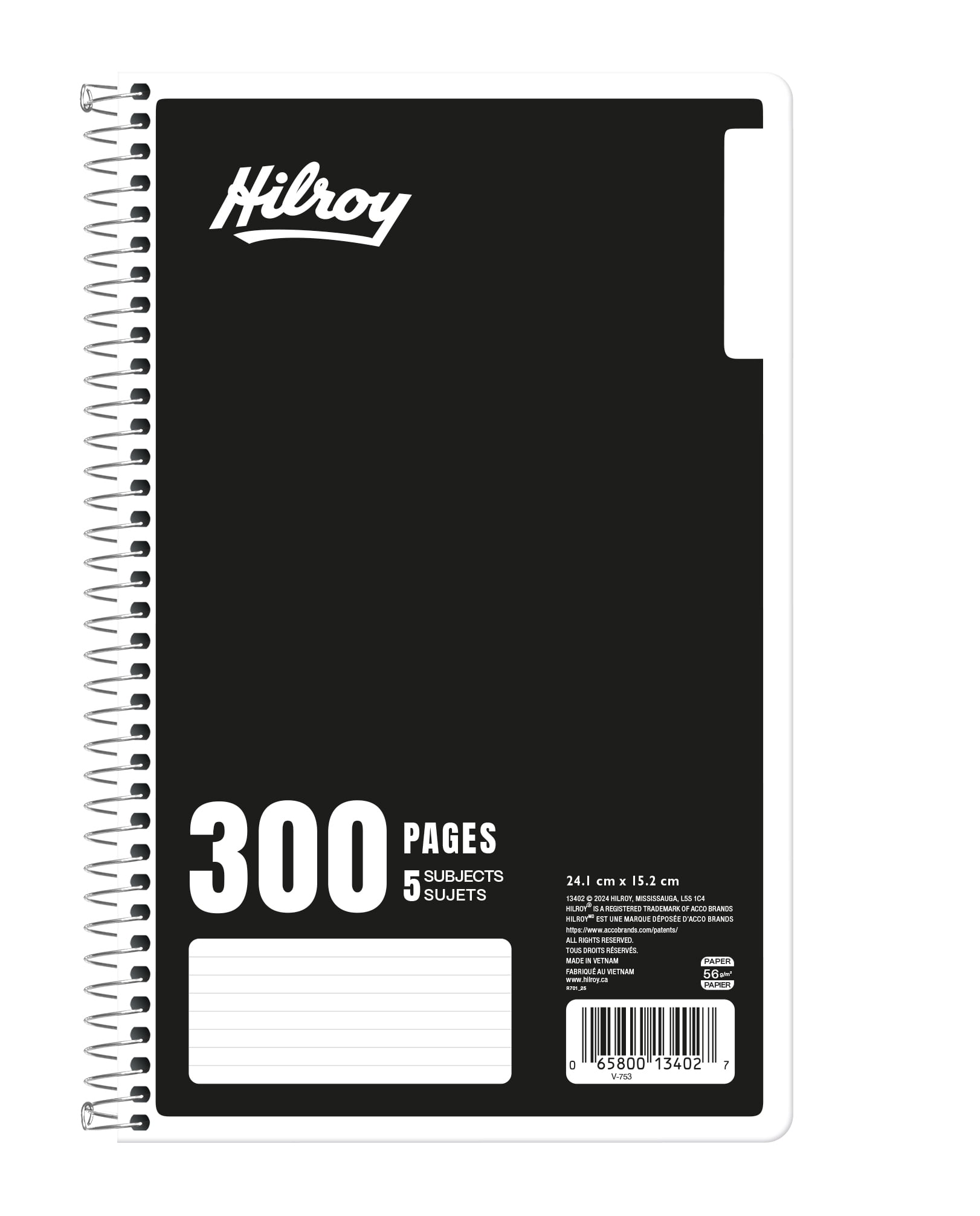 Hilroy® Cahier 5 sujets 300 pages, noir