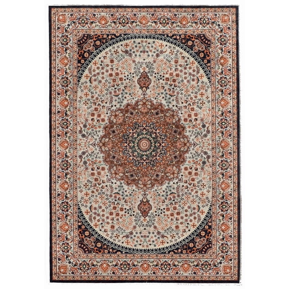 Tapis d'appoint Emerald Aerin noir & ivoire de 3 pi 3 po x 5 pi