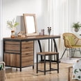 thumbnail image 3 of Tribesigns Coiffeuse de 59 Pouces en Noyer avec 3 Tiroirs, Table de Maquillage Réversible avec Rangement pour Femmes et Filles, Bureau Seulement, 3 of 5