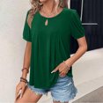 thumbnail image 4 of Timegard Womens Top Scoop Neck Puff Short Sleeve Loose Ruched Comfy Casual Solid Color Blouse Summer, 4 of 8