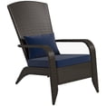 thumbnail image 1 of Outsunny Rattan Adirondack Chair Wicker Fire Pit Chair w/ Cushion Dark Blue, 1 of 10