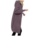 thumbnail image 1 of WEAIXIMIUNG Robe Chandail Surdimensionnée à Manches Courtes Femme Automne Hiver Décontractée Mode Couleur Unie à Cordon à Capuche Longue à Fermeture Éclair Manteau à Poches Long Manteau Veste, 1 of 6