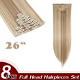 thumbnail image 2 of Extensions de Cheveux Droites à Clip Complet Synthétiques 8 Pcs 18 Clips pour Femmes, 2 of 5