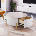 thumbnail image 3 of Table Basse MDF : Design Contemporain, Dessus en Marbre, Pieds Dorés et Espace de Rangement Ample, 3 of 18