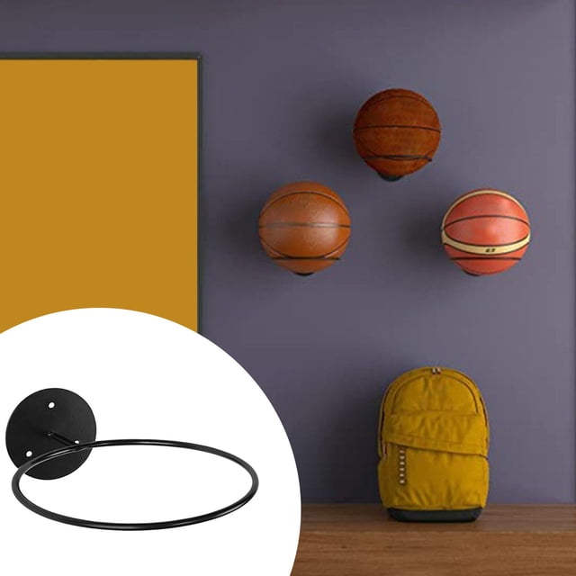 Kbndieu Support Mural pour Ballons en Fer, Support Mural pour Basketball avec Rangement pour Basketball et Football, un Support pour Présentoir Polyvalent de Ballons, Organisation et Rangement
