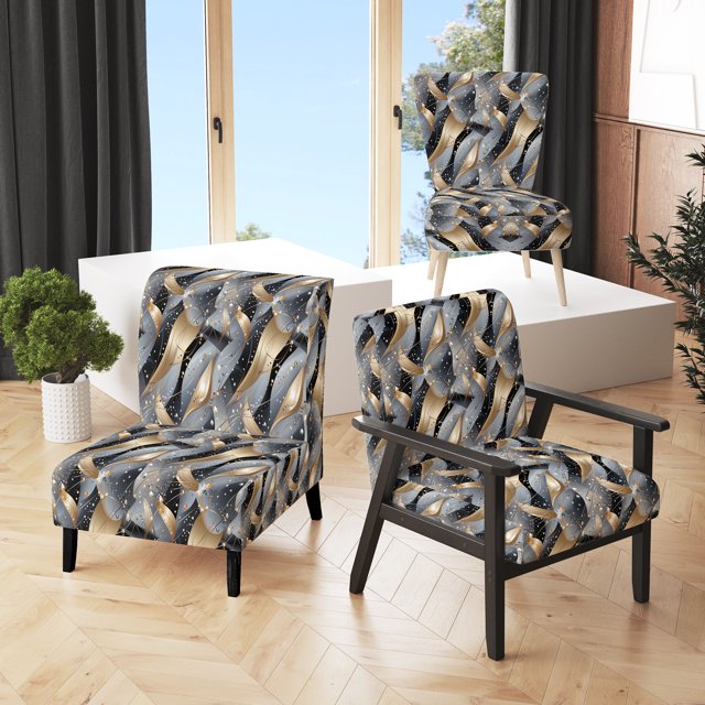 Designart « Charmant à Paillettes en Gris et Or » Fauteuil d'Appoint Rembourré Or Glam - Fauteuil Charmant pour Salon
