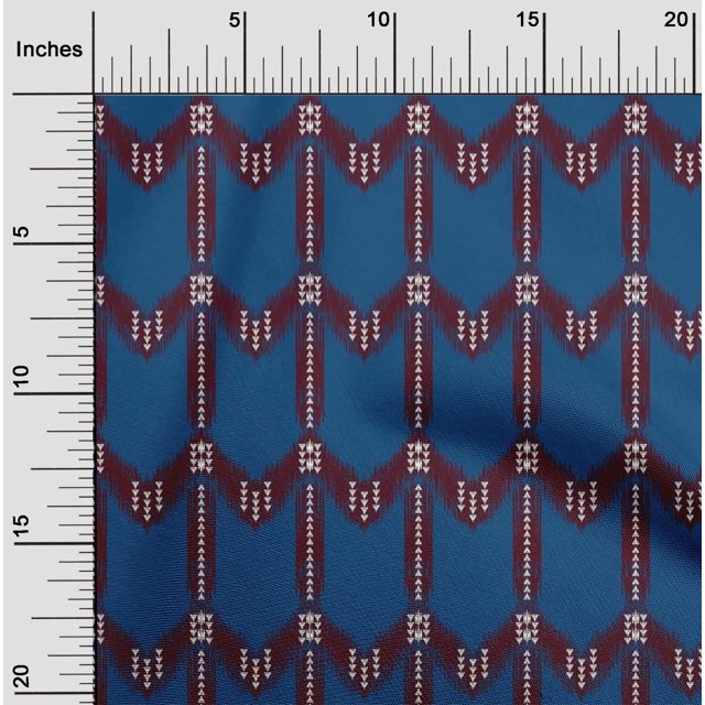 oneOone Tissu Popeline de Coton Chevron Ikat Décor Tissu Imprimé BTY 56 Pouces de Large