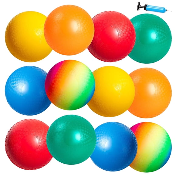EVERICH TOY 12 Pack Playground Balls Dodgeball Set, 8.5 Inch Dodge Kick Ball Kickball Handball for Kids Adults, Indoor Outdoor Sports Toy for Yard Camp School Recess Ball Game