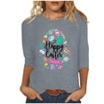 thumbnail image 1 of RKSTN Hauts Grande Taille pour Femmes Œufs de Pâques Mignons Imprimés Lapin Coupe Ample Col Rond Manches 3/4 Printemps Été Blouse Douce, 1 of 4