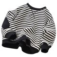 thumbnail image 1 of YOUSNH Chandail pour Tout-Petits Garçons Filles Classique à Rayures Chandail à Blocs de Couleur Col Rond Manches Longues Chemise Décontractée Ample Chandail à Enfiler Hauts Chandail Filles Chandails à Capuchon Noir 5-6 Ans, 1 of 3