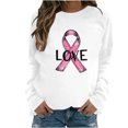 thumbnail image 1 of Chemises Décontractées Amples pour Femmes à Imprimé Ruban, T-Shirts à Manches Longues, Col Rond, Coupe Régulière, Blouses, chandail-Over, Manches Longues, P-20 Blanc TG, 1 of 4