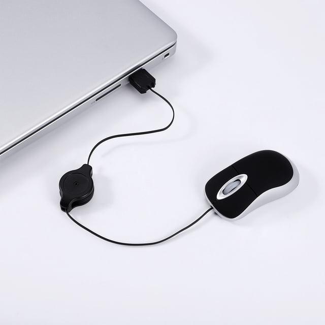 Maoww Computer Ultra-lightweight Mouse Wired Optical 1000 DPI Universal Telescopic Retractable Ergonomic Design Gaming Mice for Kids Black